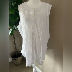 Loft XL gauzy white sleeveless top